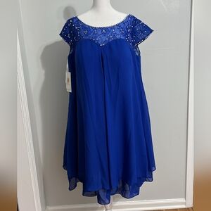 CICINIA Elegant Blue High Low Dress